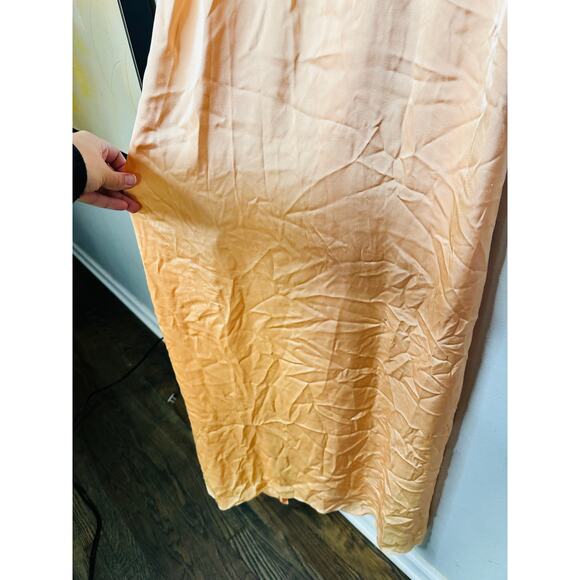 ROSETTA GETTY Peach Satin Sleeveless Scoop Neck Twist Back Shift Dress Size 10 - Picture 8 of 16